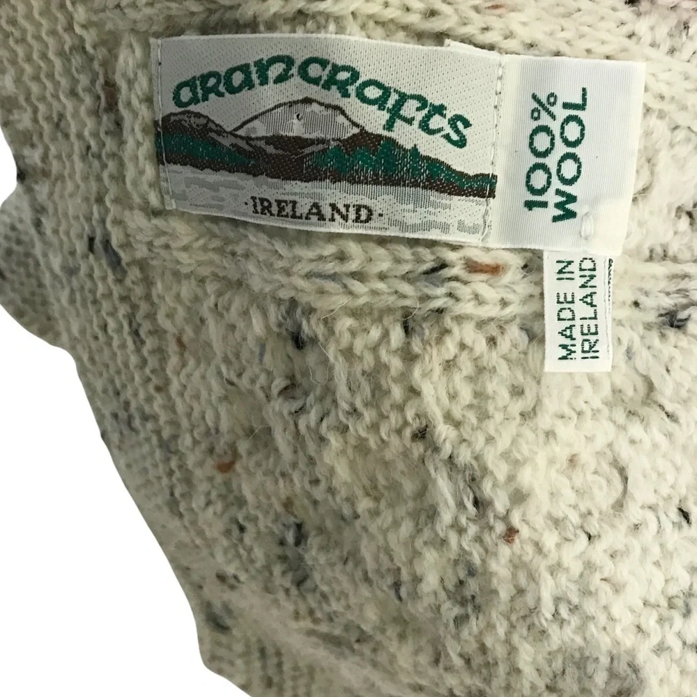 Aran Crafts 100% Wool Cream Flecked Knit Scarf